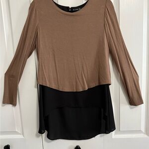 Brown and Black Layered Long Sleeve Top
